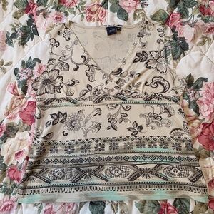 Chic Beige Floral Women's Blouse